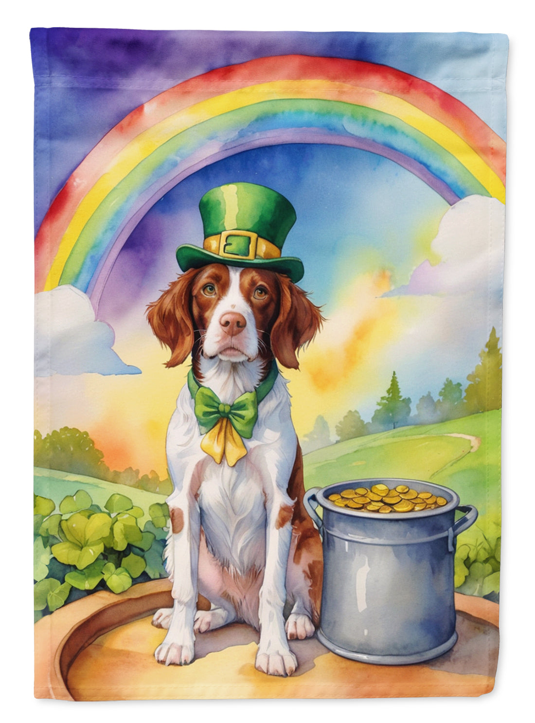 Buy this Brittany Spaniel St Patrick&#39;s Day House Flag