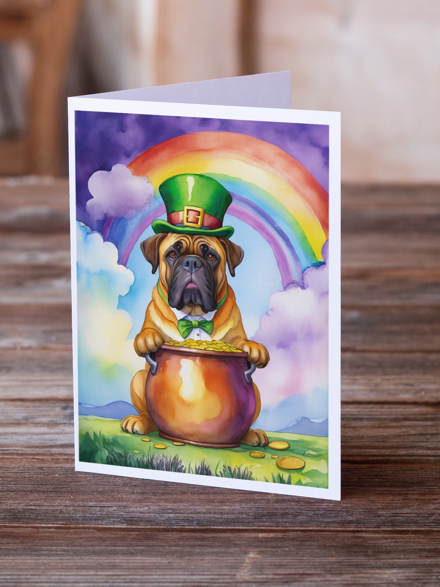 Bullmastiff St Patrick's Day Greeting Cards Pack of 8