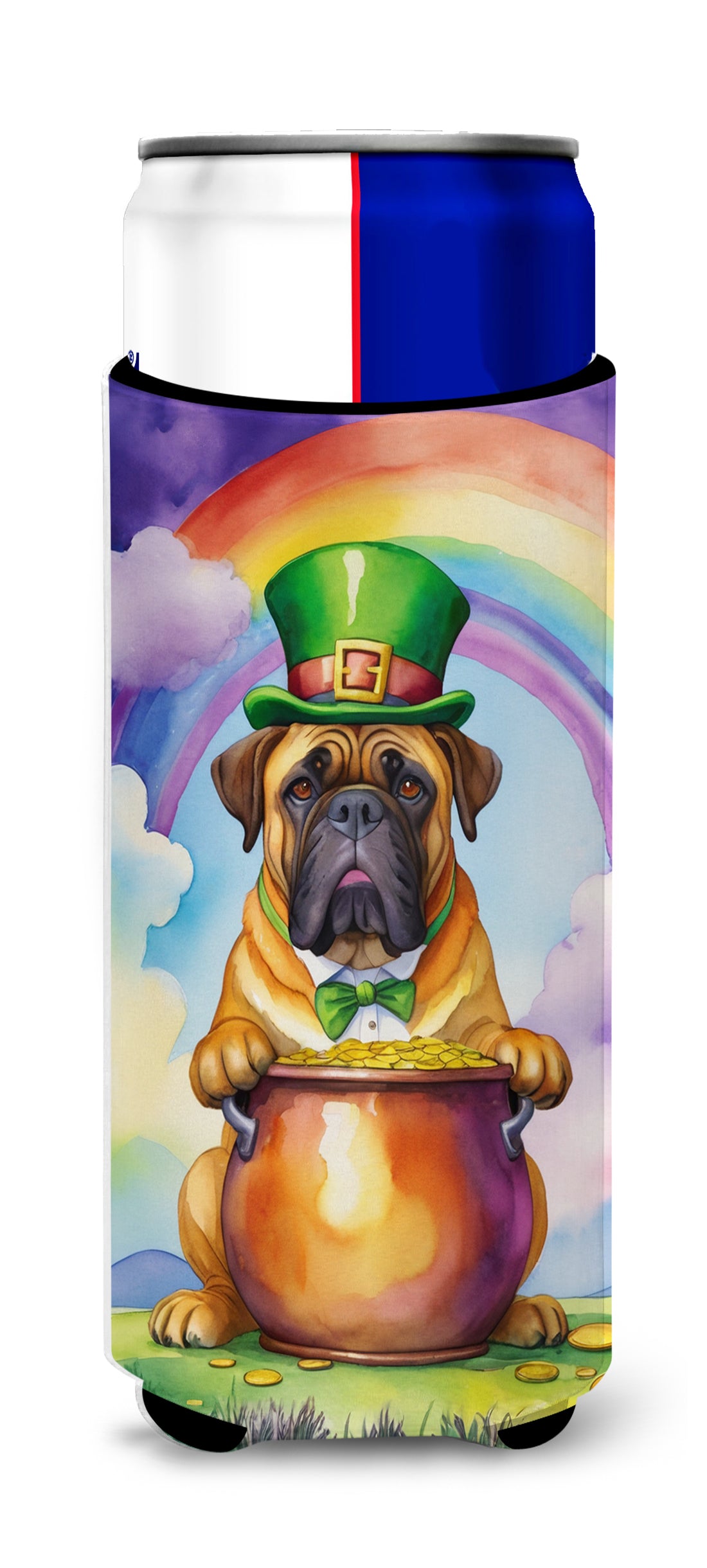 Buy this Bullmastiff St Patrick&#39;s Day Hugger for Ultra Slim Cans