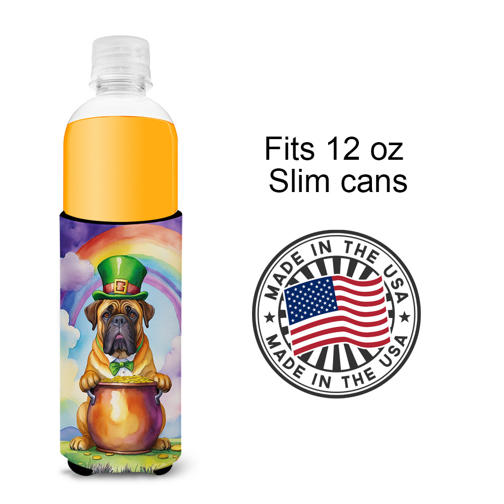 Bullmastiff St Patrick's Day Hugger for Ultra Slim Cans