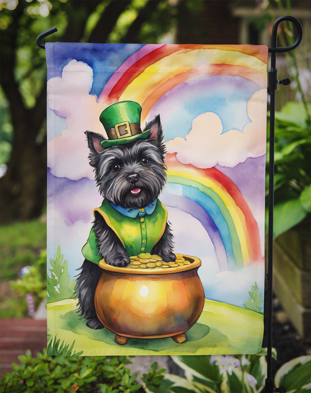 Cairn Terrier St Patrick's Day Garden Flag