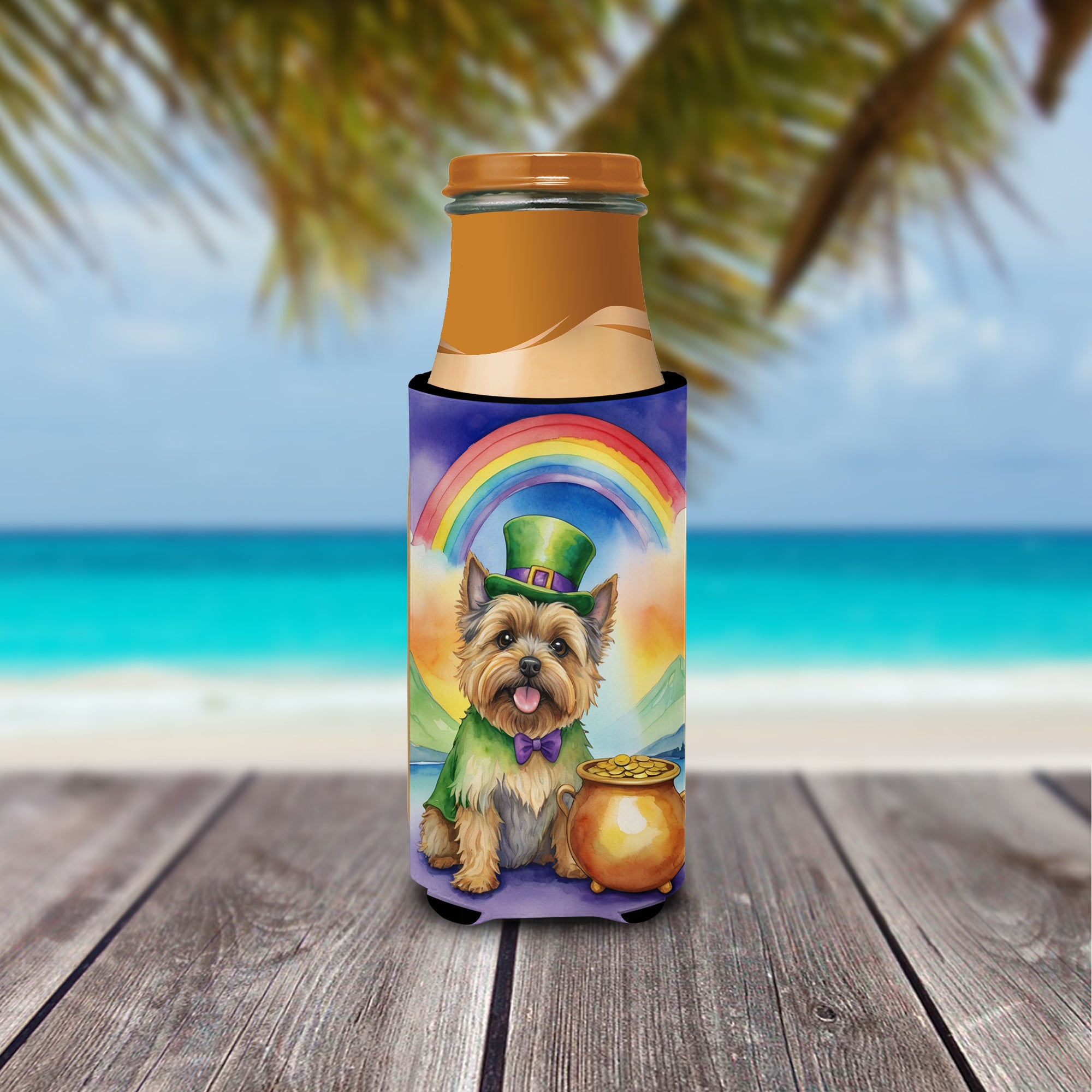 Cairn Terrier St Patrick's Day Hugger for Ultra Slim Cans