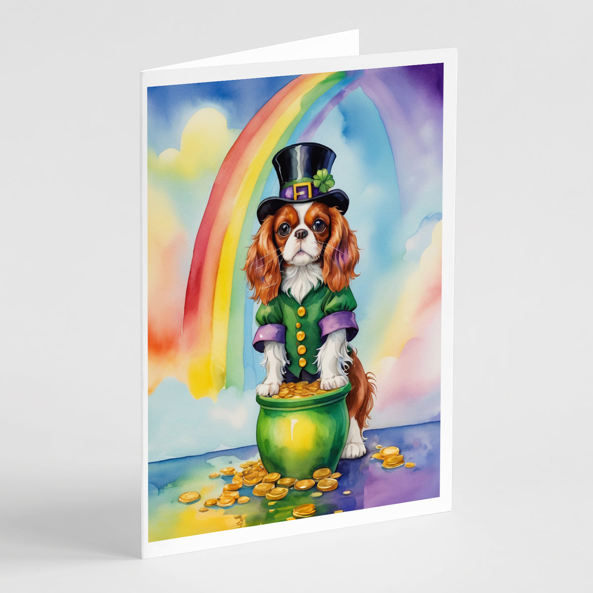 Buy this Cavalier Spaniel St Patrick&#39;s Day Greeting Cards Pack of 8