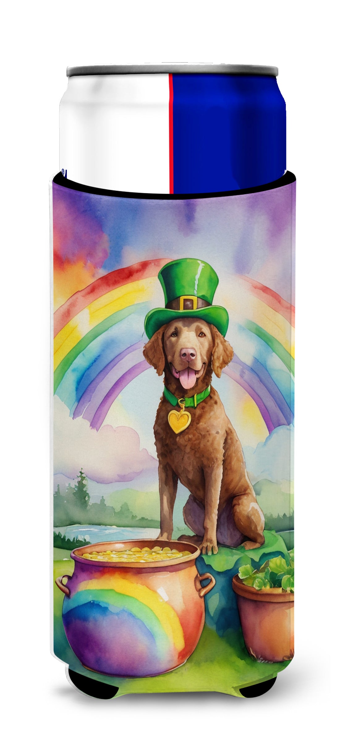 Buy this Chesapeake Bay Retriever St Patrick&#39;s Day Hugger for Ultra Slim Cans