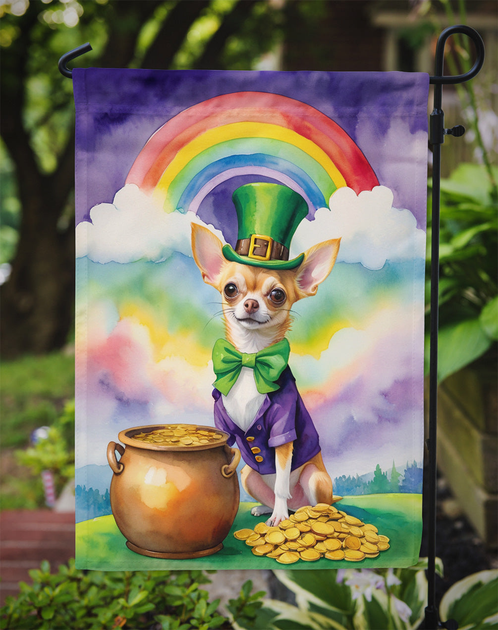 Chihuahua St Patrick's Day Garden Flag