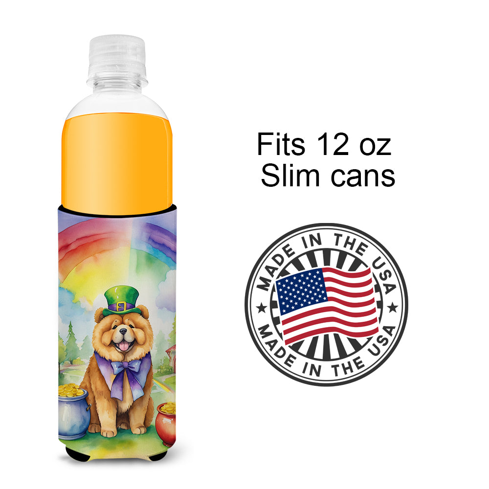 Chow Chow St Patrick's Day Hugger for Ultra Slim Cans