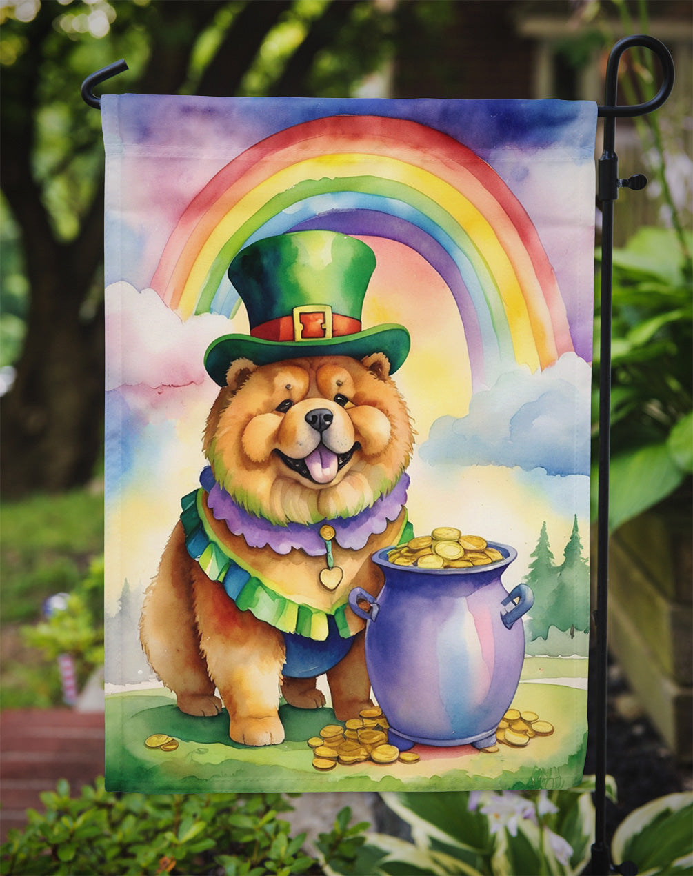 Chow Chow St Patrick's Day Garden Flag