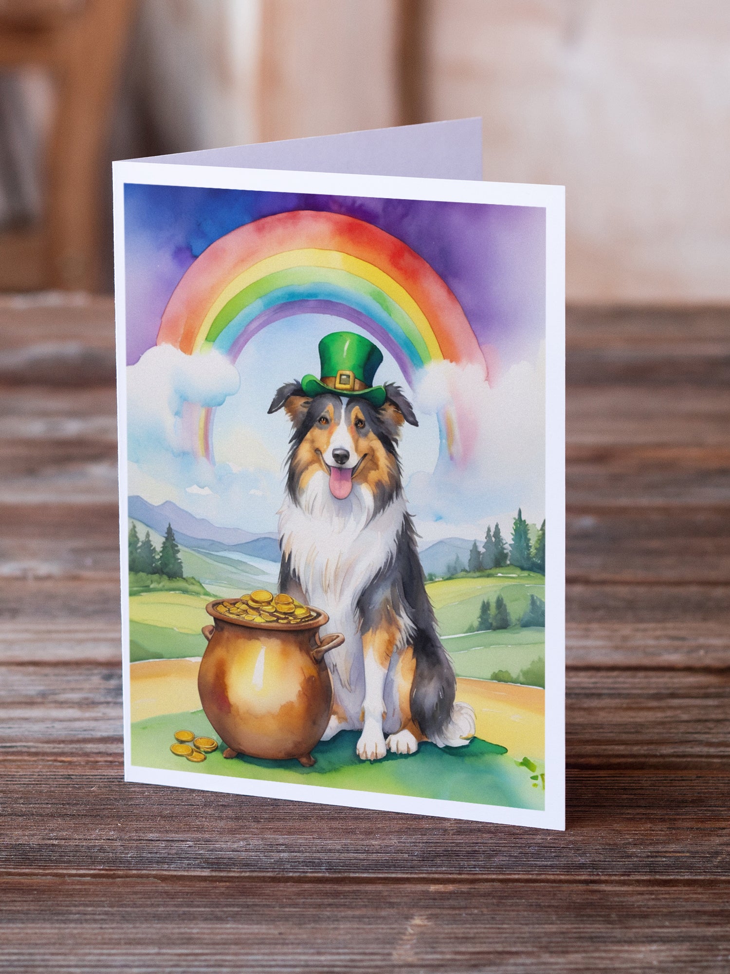 Collie St Patrick's Day Greeting Cards Pack of 8