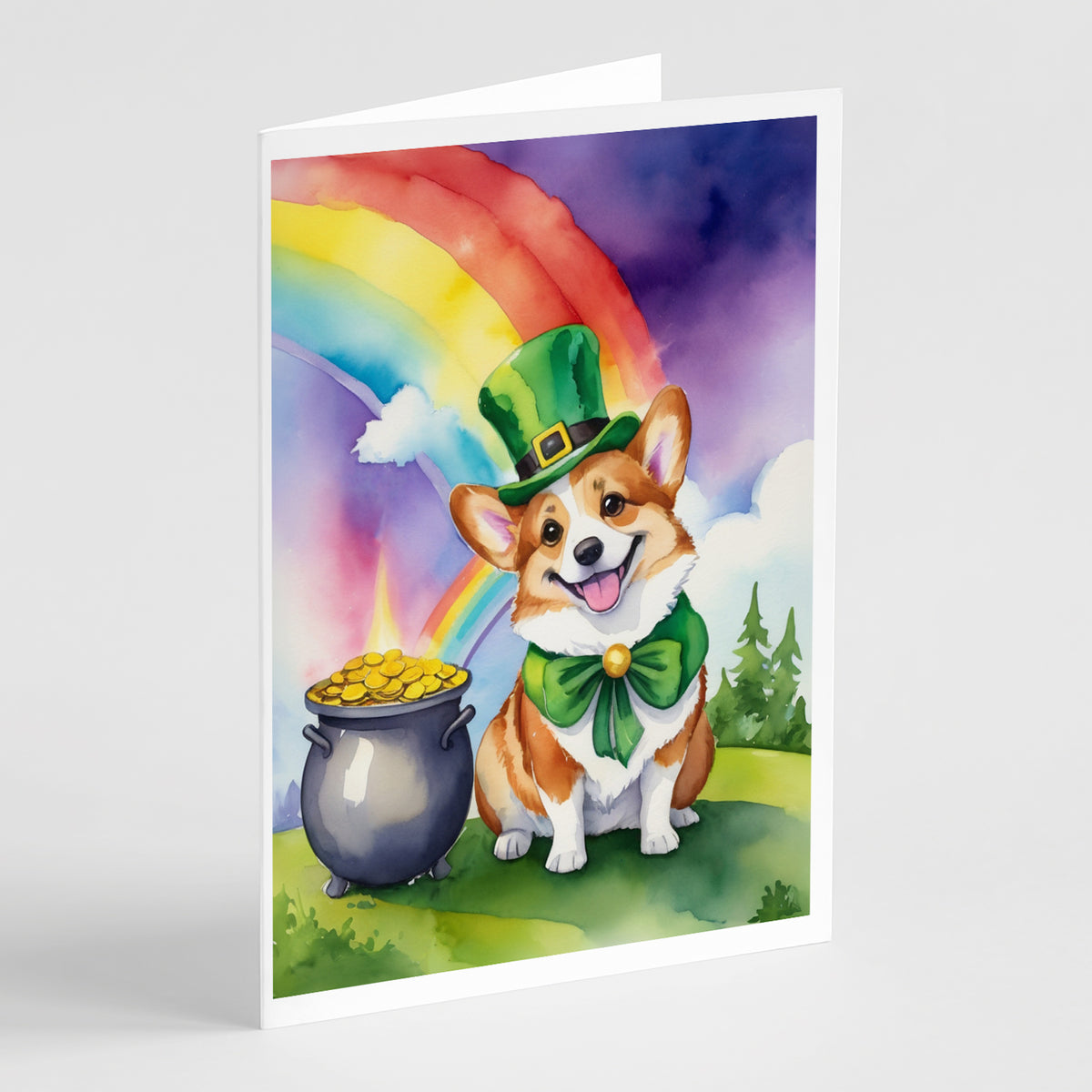 Buy this Corgi St Patrick&#39;s Day Greeting Cards Pack of 8