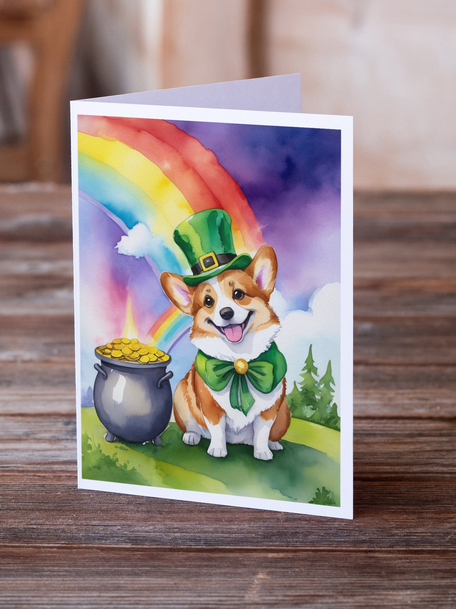 Corgi St Patrick's Day Greeting Cards Pack of 8