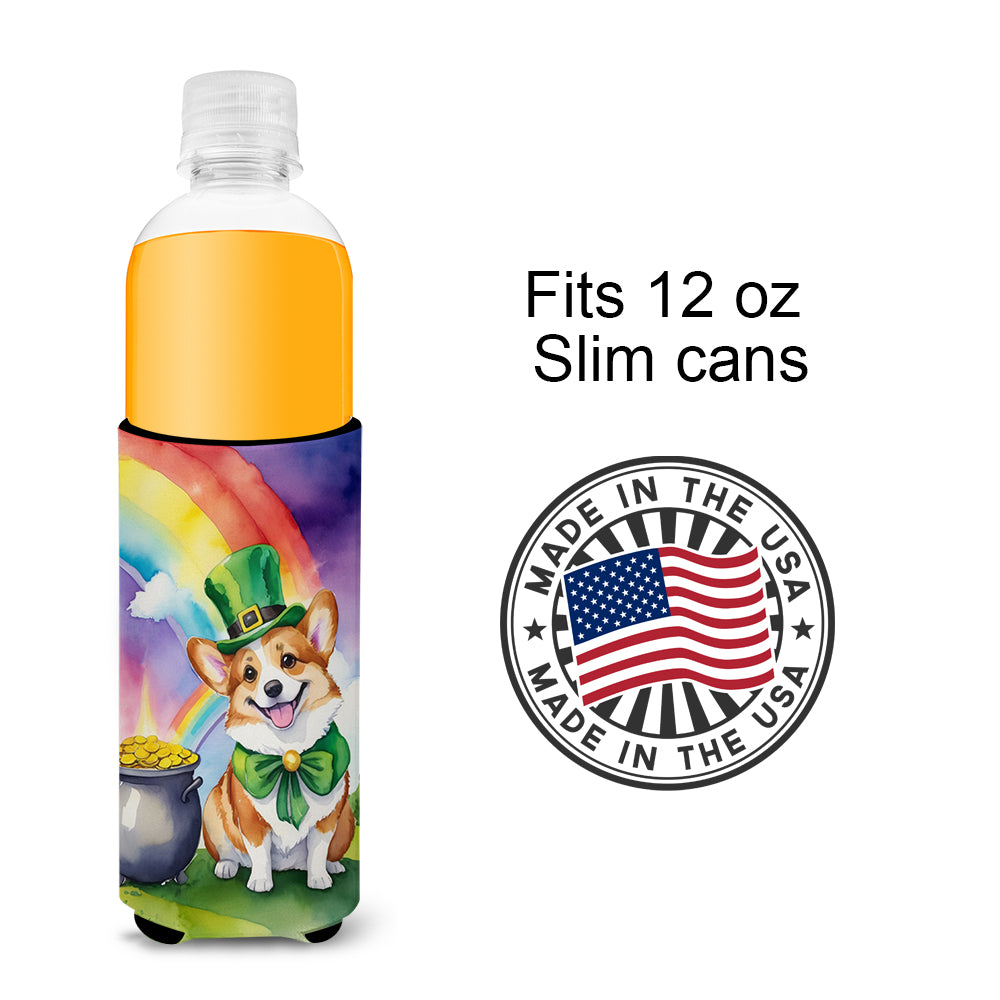 Corgi St Patrick's Day Hugger for Ultra Slim Cans