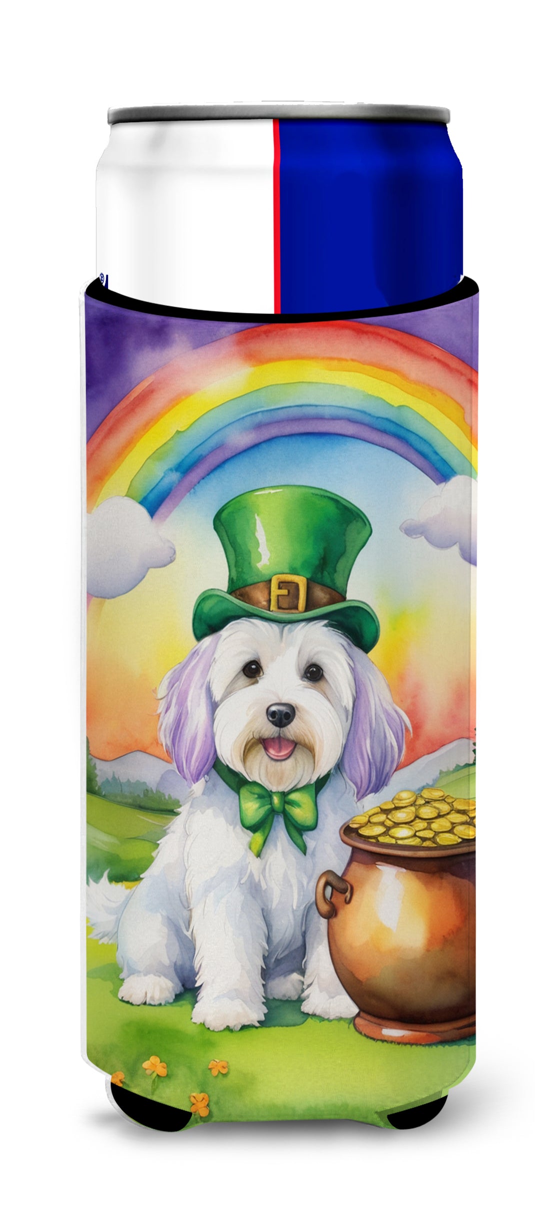 Buy this Coton de Tulear St Patrick&#39;s Day Hugger for Ultra Slim Cans