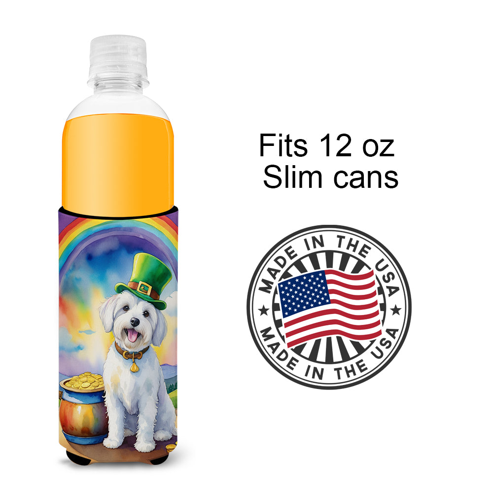 Coton de Tulear St Patrick's Day Hugger for Ultra Slim Cans