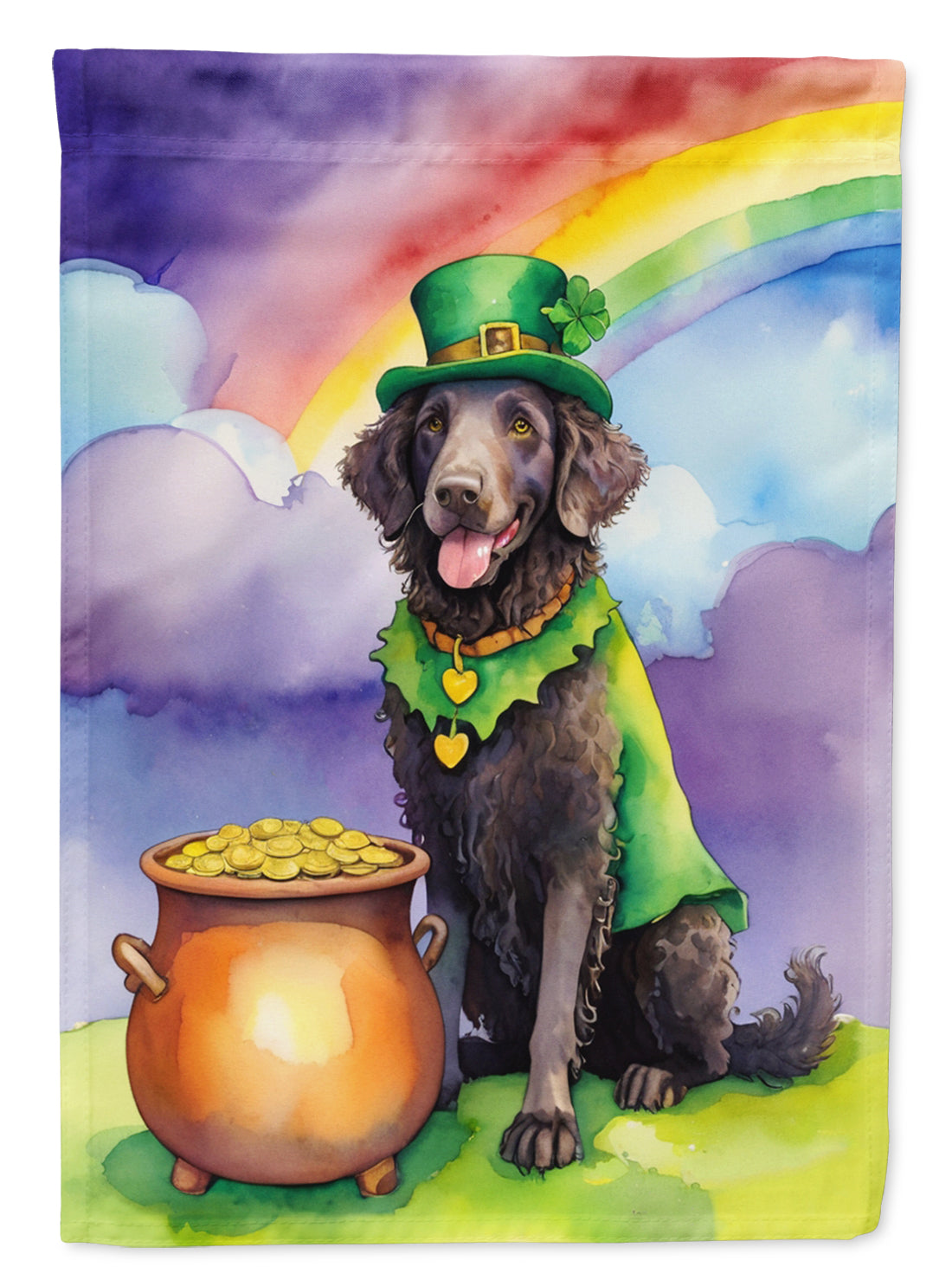 Buy this Curly-Coated Retriever St Patrick&#39;s Day House Flag