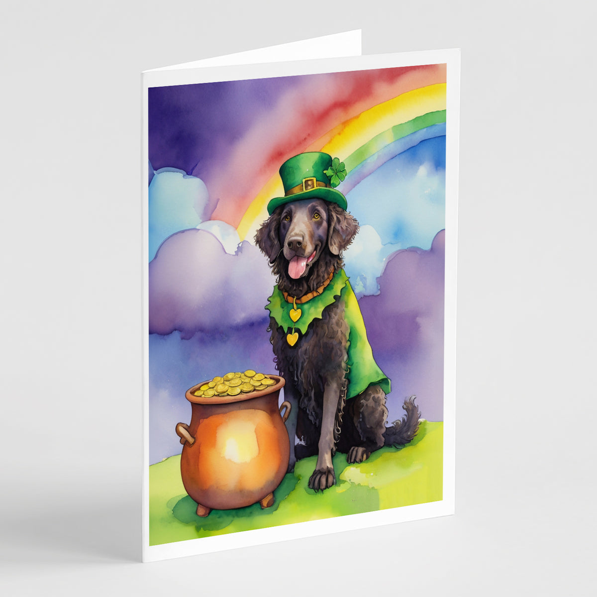 Buy this Curly-Coated Retriever St Patrick&#39;s Day Greeting Cards Pack of 8
