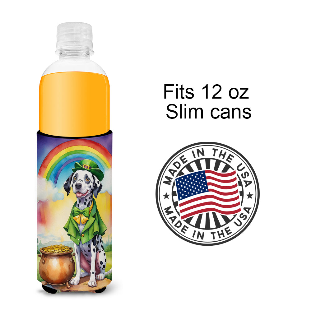 Dalmatian St Patrick's Day Hugger for Ultra Slim Cans