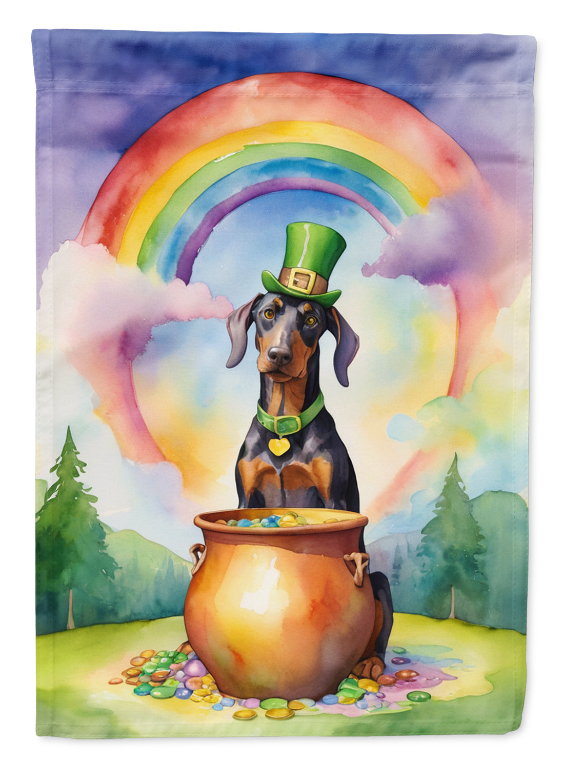 Buy this Doberman Pinscher St Patrick&#39;s Day House Flag