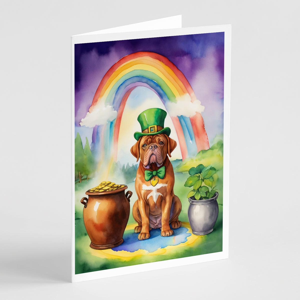 Buy this Dogue de Bordeaux St Patrick&#39;s Day Greeting Cards Pack of 8