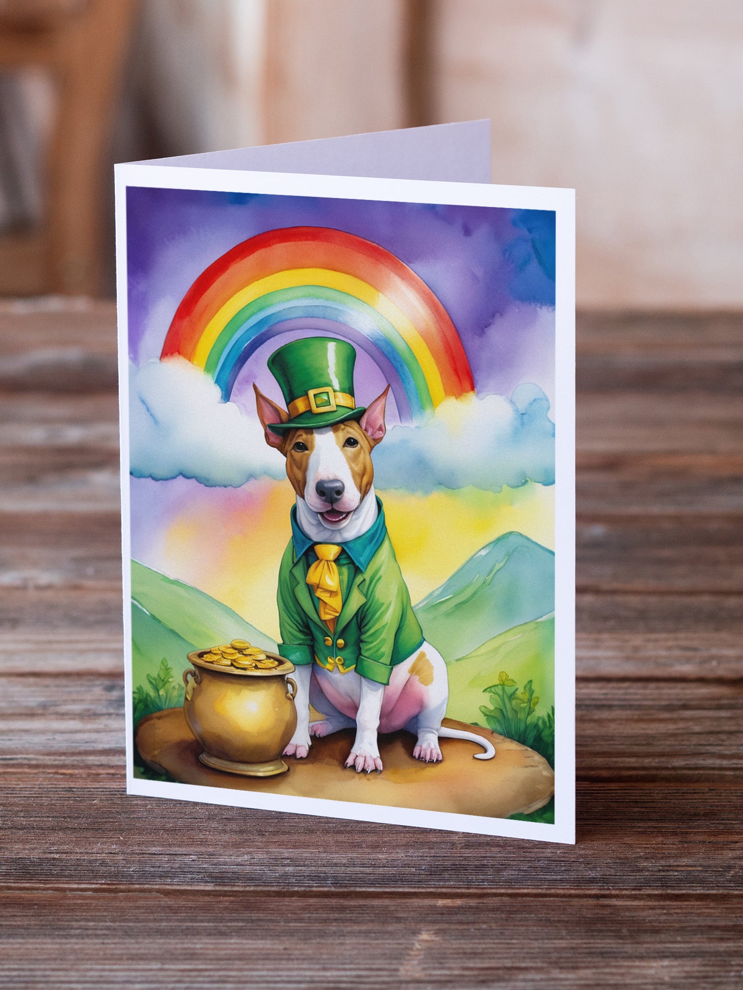 English Bull Terrier St Patrick's Day Greeting Cards Pack of 8
