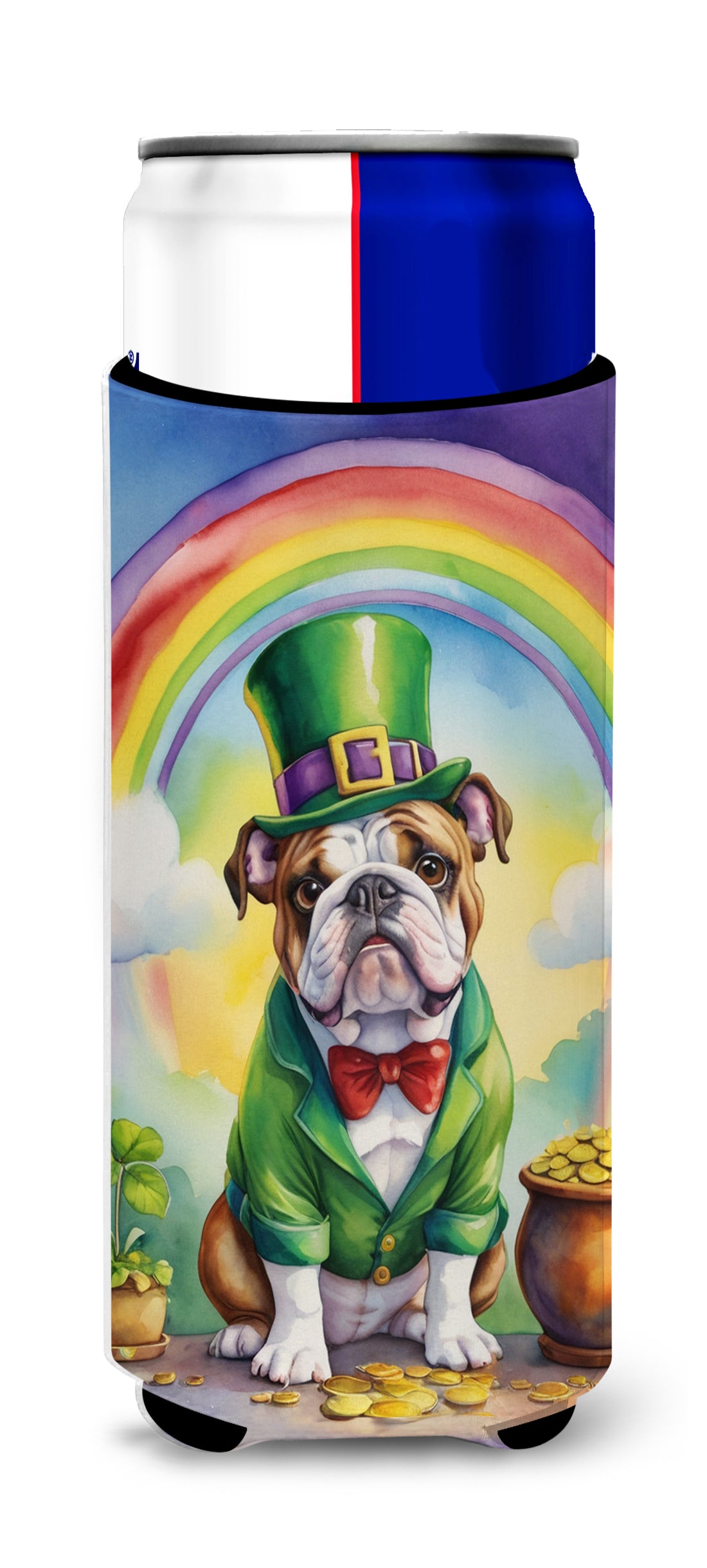 Buy this English Bulldog St Patrick&#39;s Day Hugger for Ultra Slim Cans