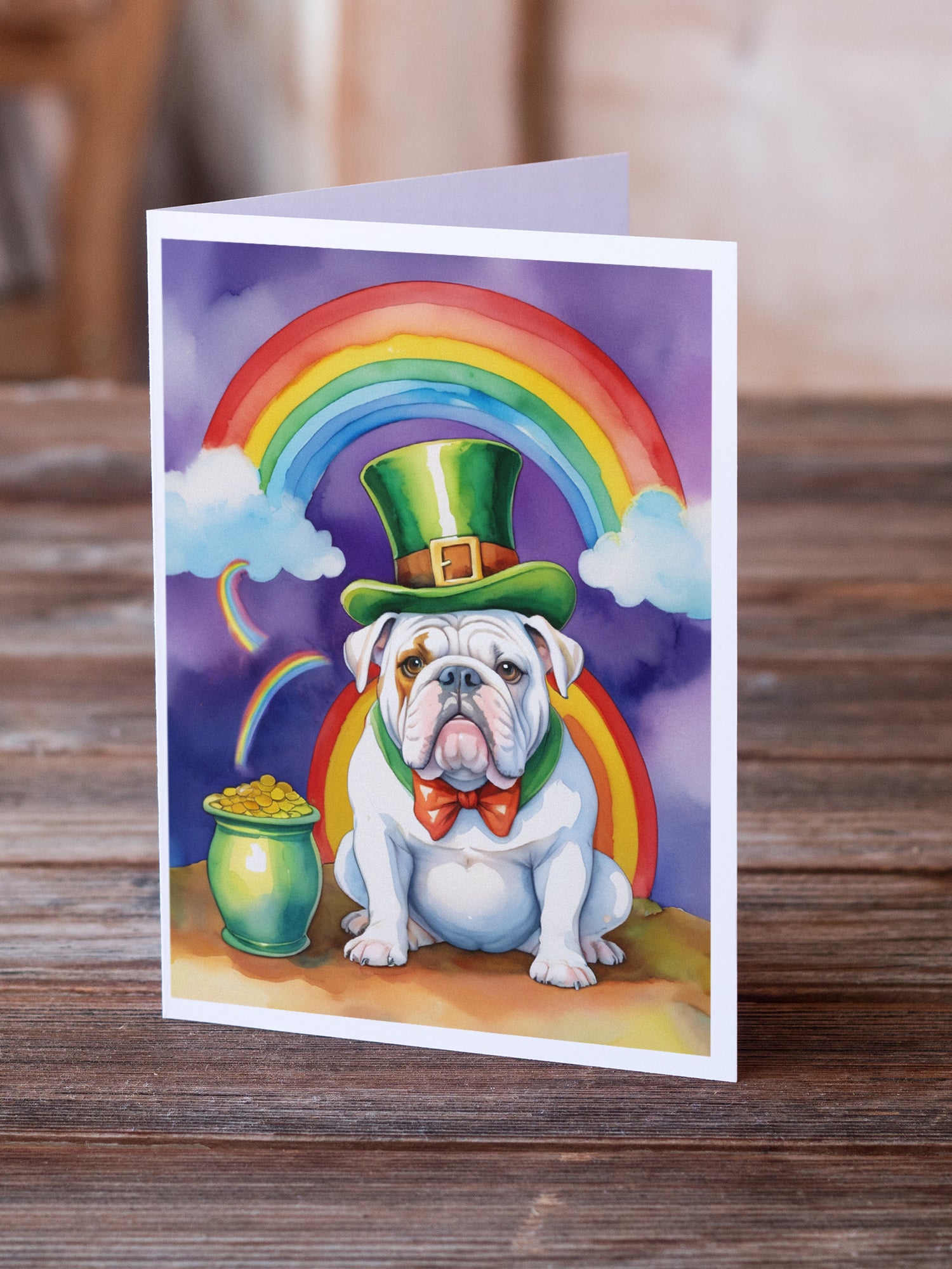English Bulldog St Patrick's Day Greeting Cards Pack of 8