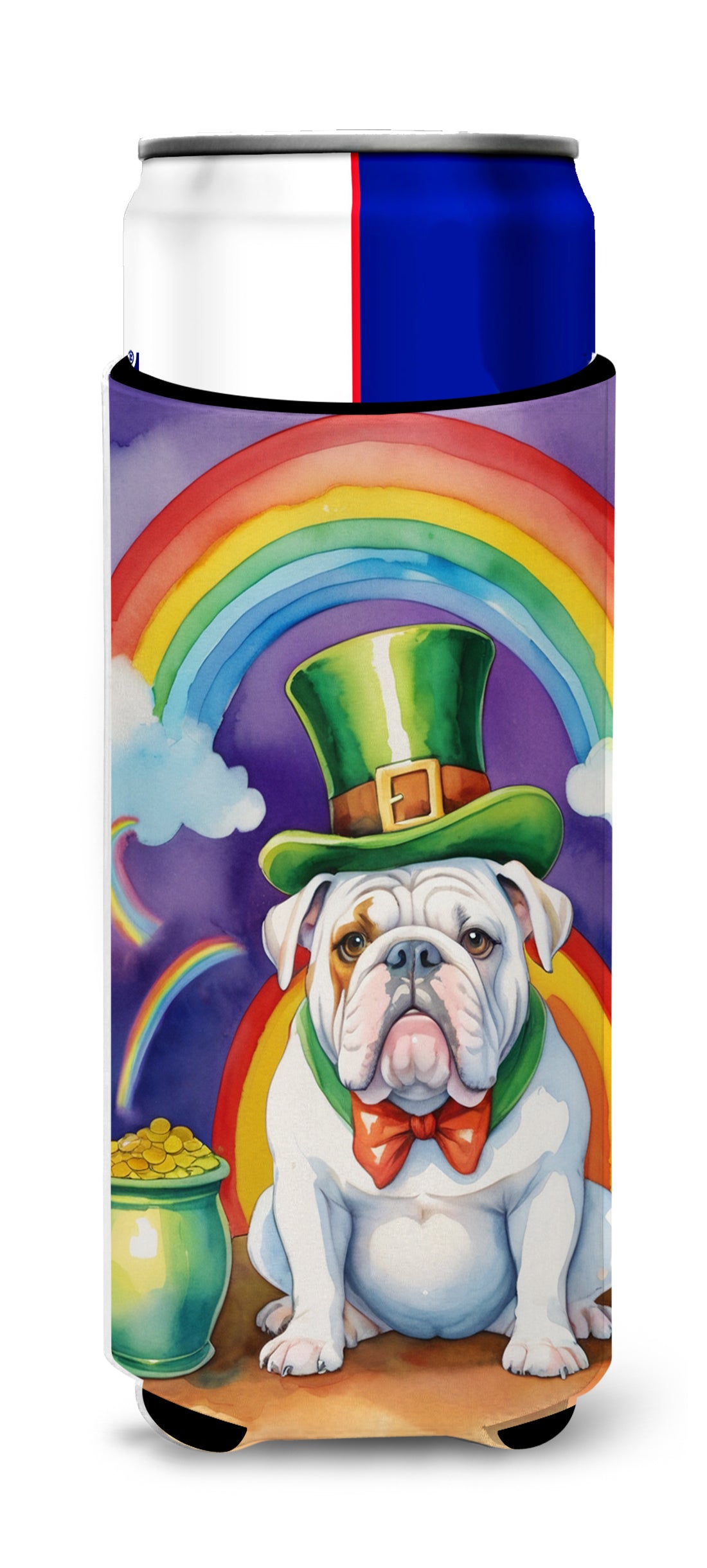 Buy this English Bulldog St Patrick&#39;s Day Hugger for Ultra Slim Cans