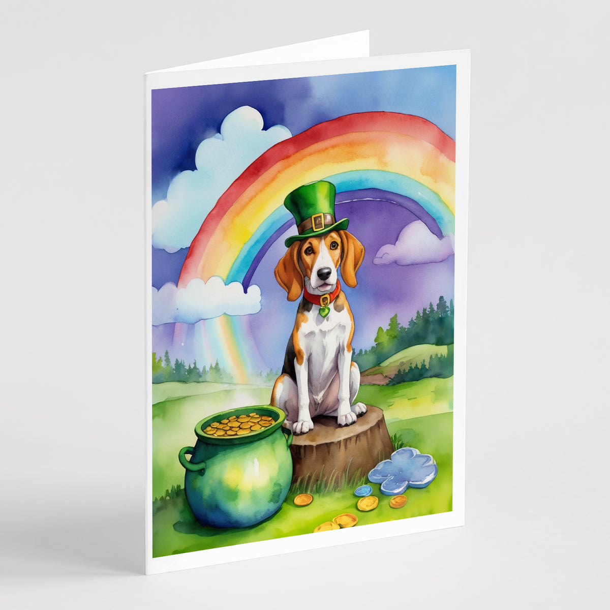 Buy this English Foxhound St Patrick&#39;s Day Greeting Cards Pack of 8