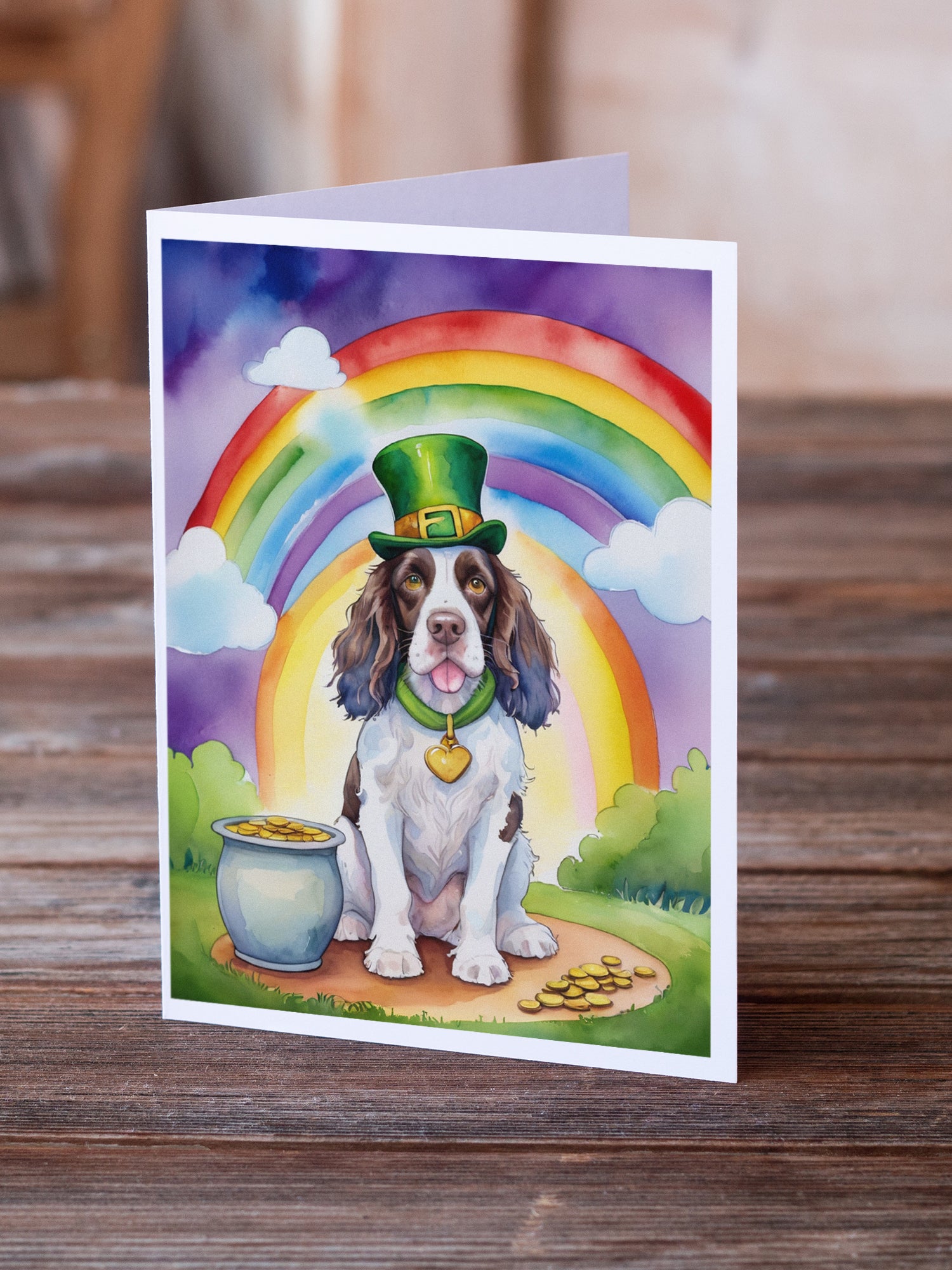 English Springer Spaniel St Patrick's Day Greeting Cards Pack of 8