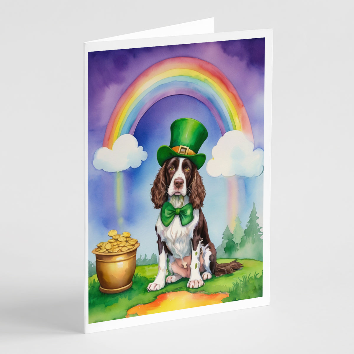 Buy this English Springer Spaniel St Patrick&#39;s Day Greeting Cards Pack of 8