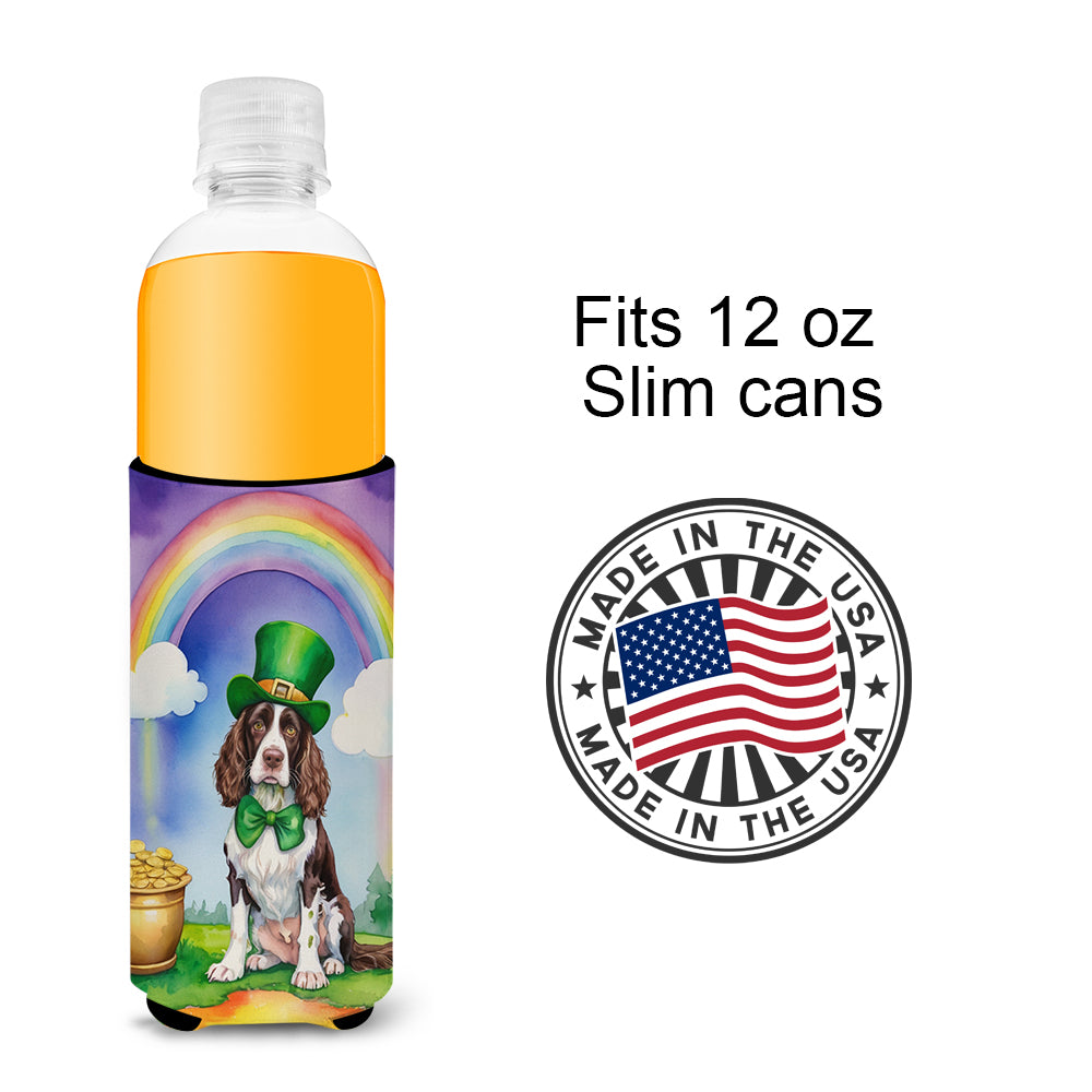 English Springer Spaniel St Patrick's Day Hugger for Ultra Slim Cans