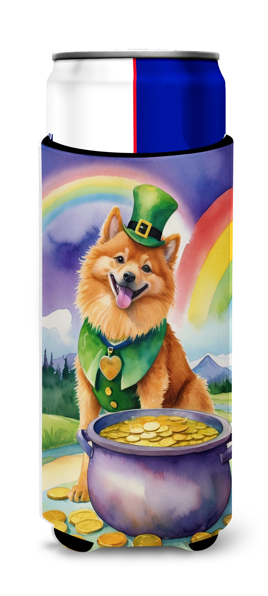 Buy this Finnish Spitz St Patrick&#39;s Day Hugger for Ultra Slim Cans