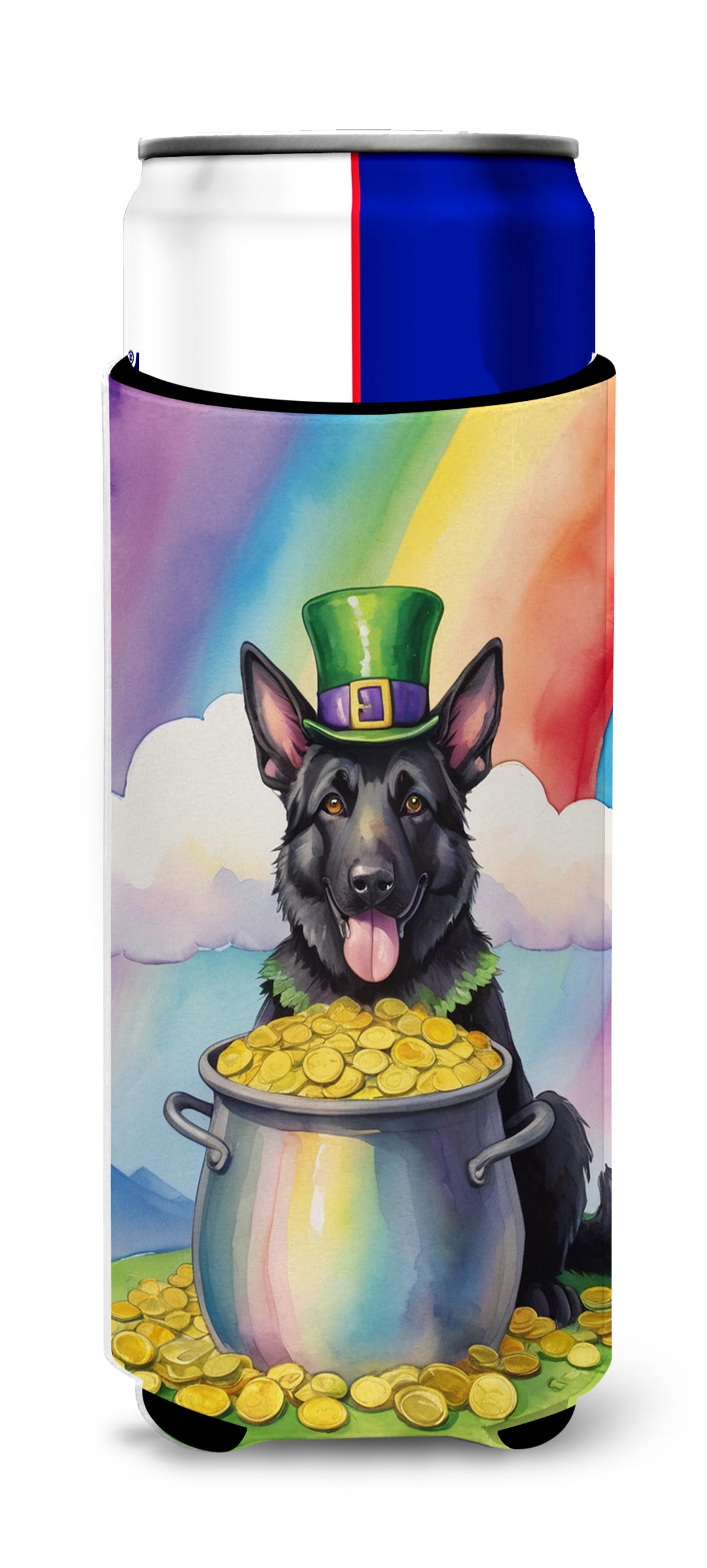 Buy this German Shepherd St Patrick&#39;s Day Hugger for Ultra Slim Cans