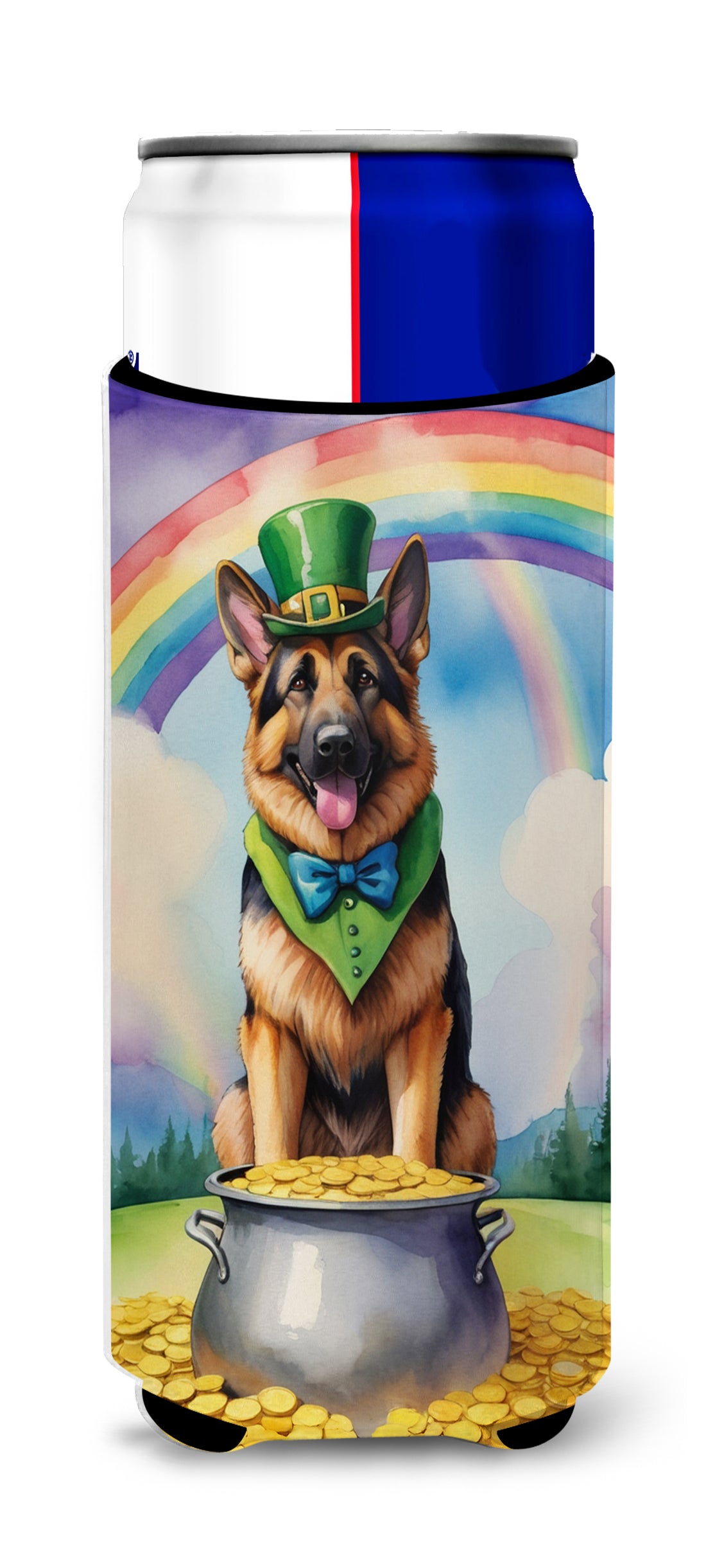 Buy this German Shepherd St Patrick's Day Hugger for Ultra Slim Cans