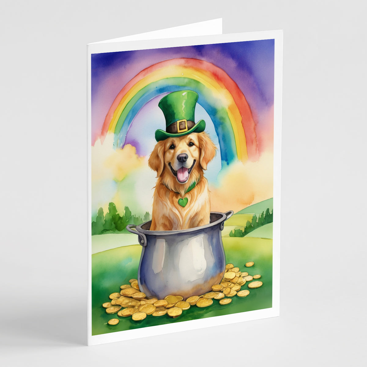 Buy this Golden Retriever St Patrick&#39;s Day Greeting Cards Pack of 8