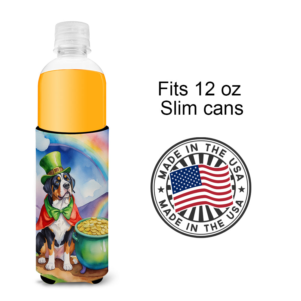 Greater Swiss Mountain Dog St Patrick's Day Hugger for Ultra Slim Cans