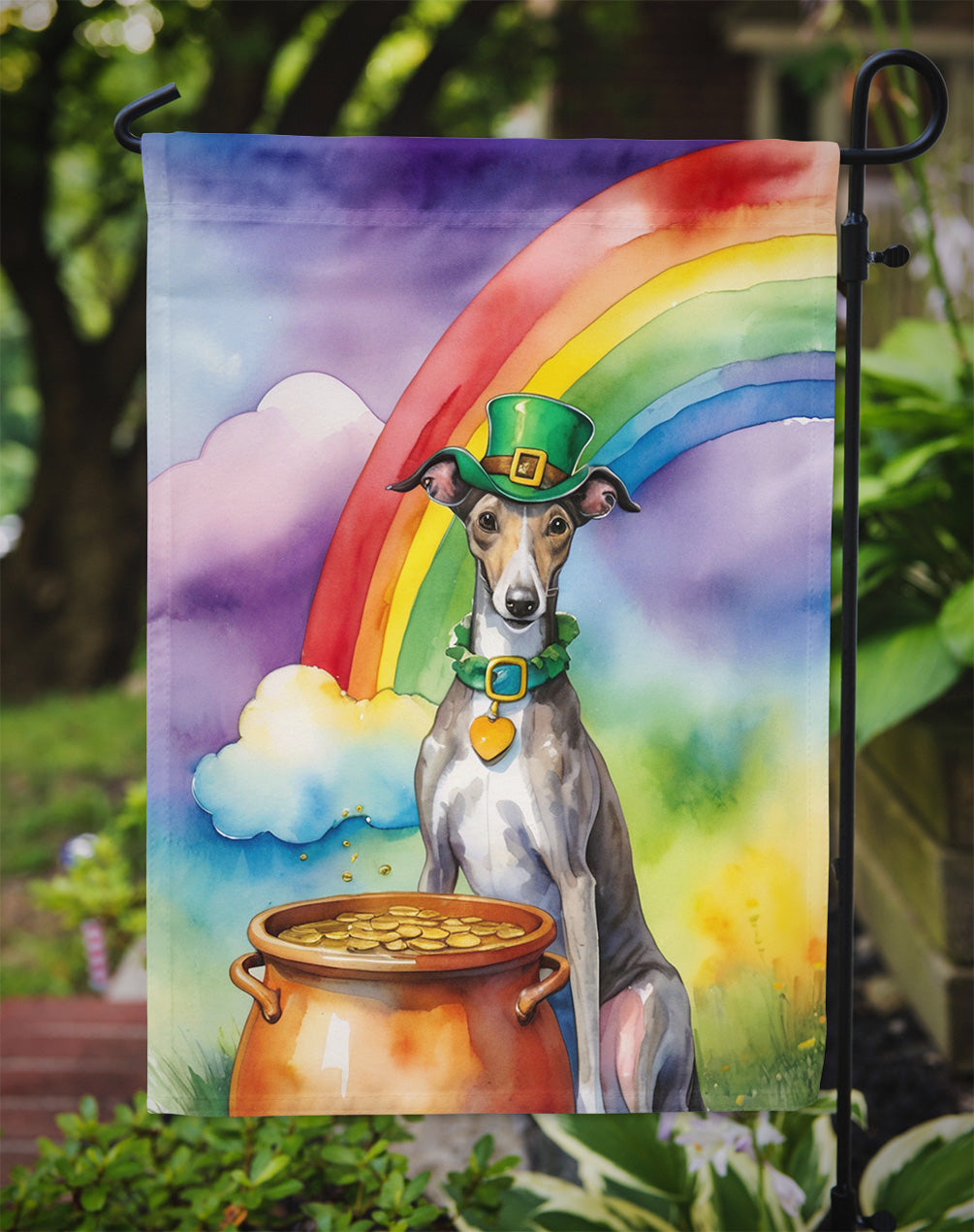 Greyhound St Patrick's Day Garden Flag