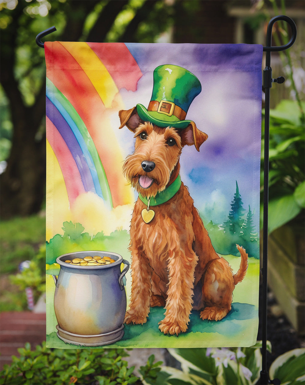 Irish Terrier St Patrick's Day Garden Flag