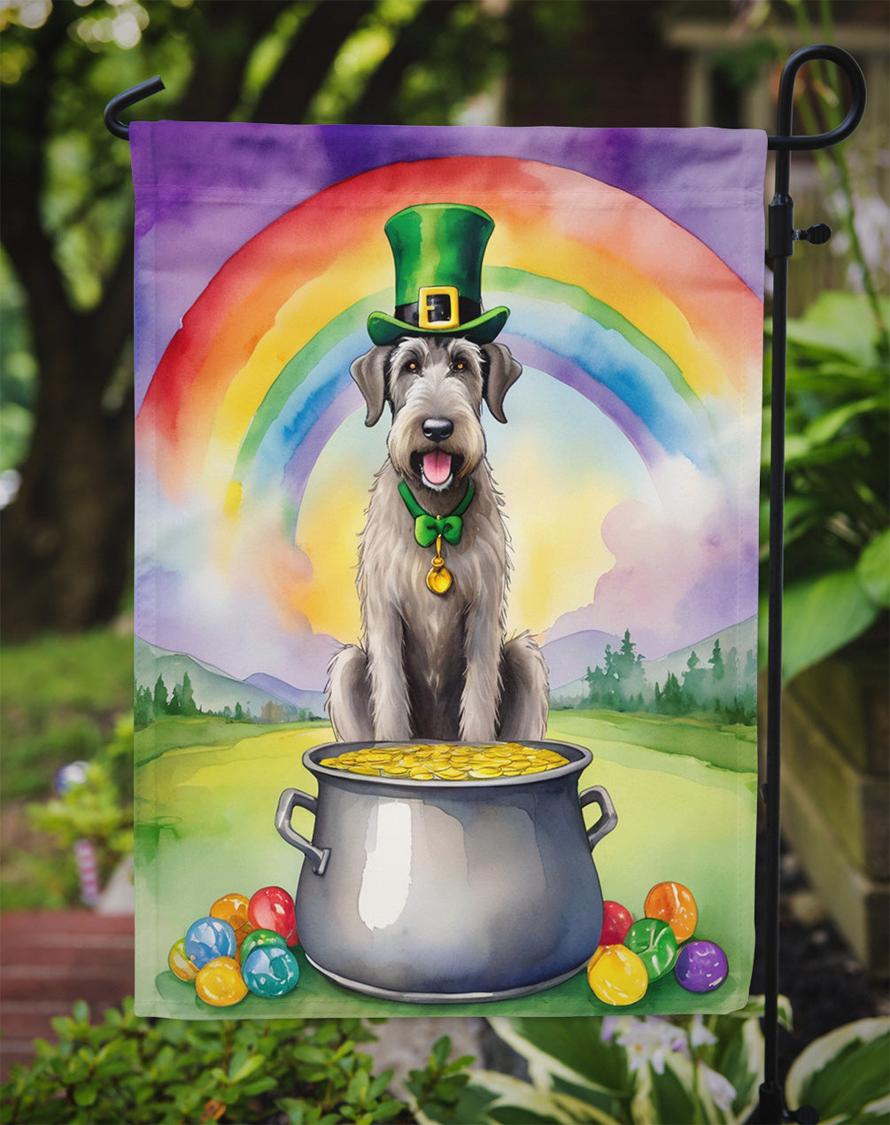 Irish Wolfhound St Patrick's Day Garden Flag