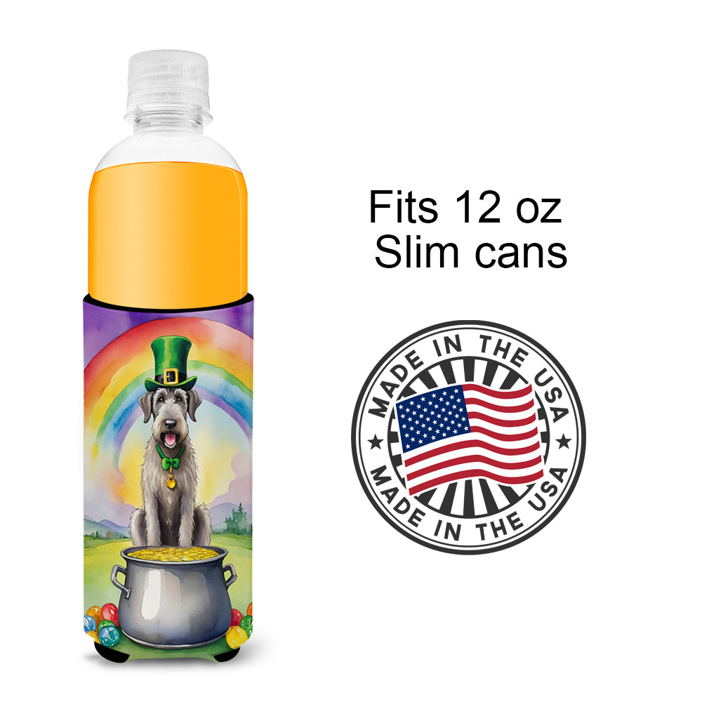 Irish Wolfhound St Patrick's Day Hugger for Ultra Slim Cans