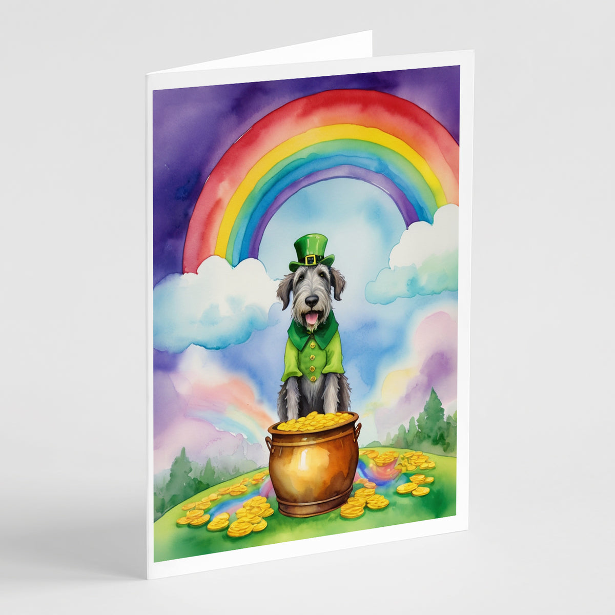 Buy this Irish Wolfhound St Patrick&#39;s Day Greeting Cards Pack of 8
