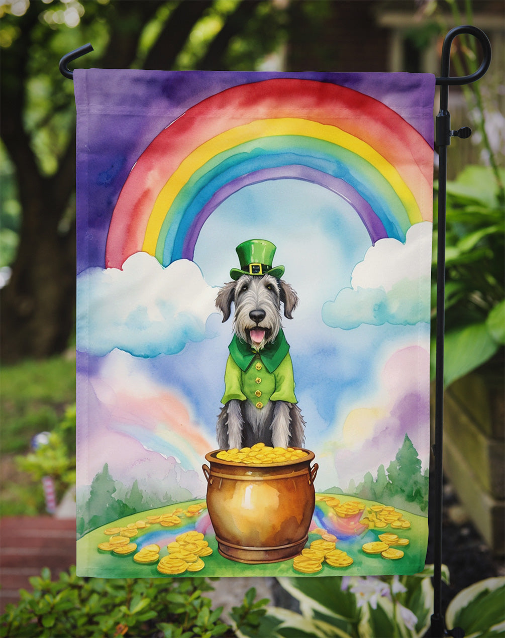 Irish Wolfhound St Patrick's Day Garden Flag