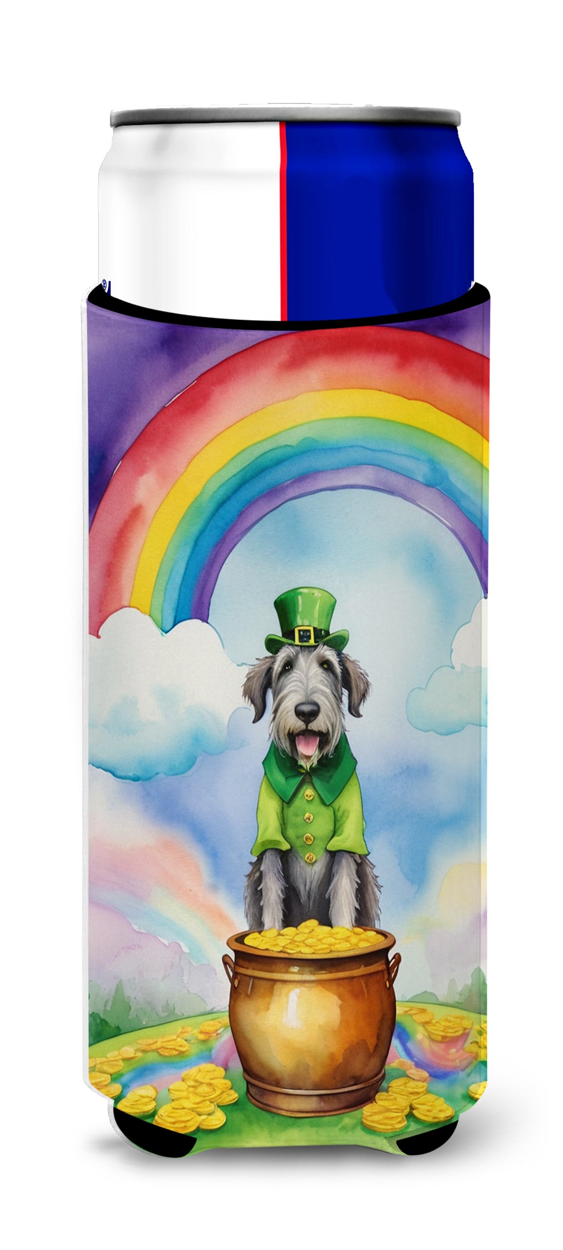Buy this Irish Wolfhound St Patrick&#39;s Day Hugger for Ultra Slim Cans
