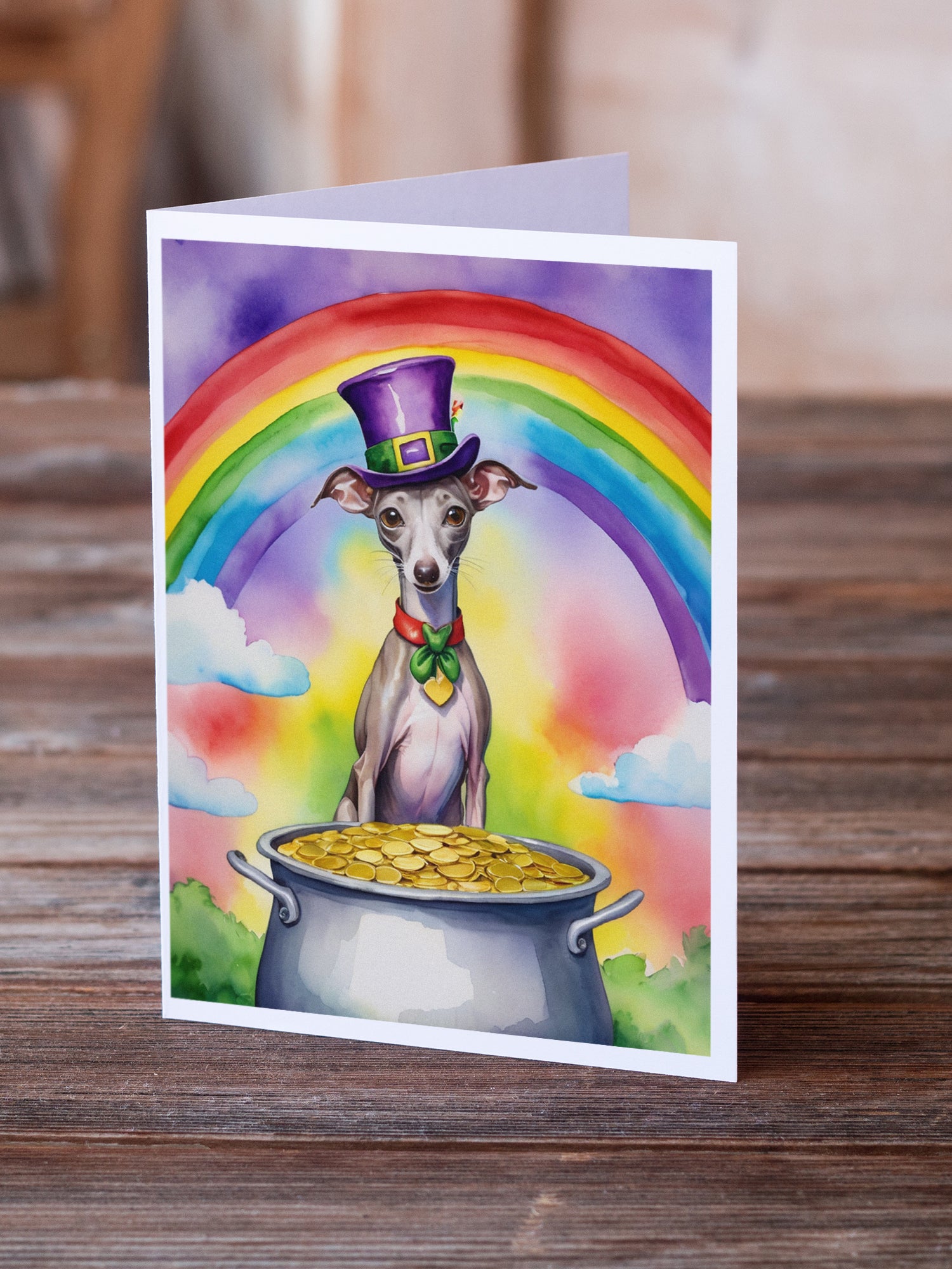 Italian Greyhound St Patrick's Day Greeting Cards Pack of 8