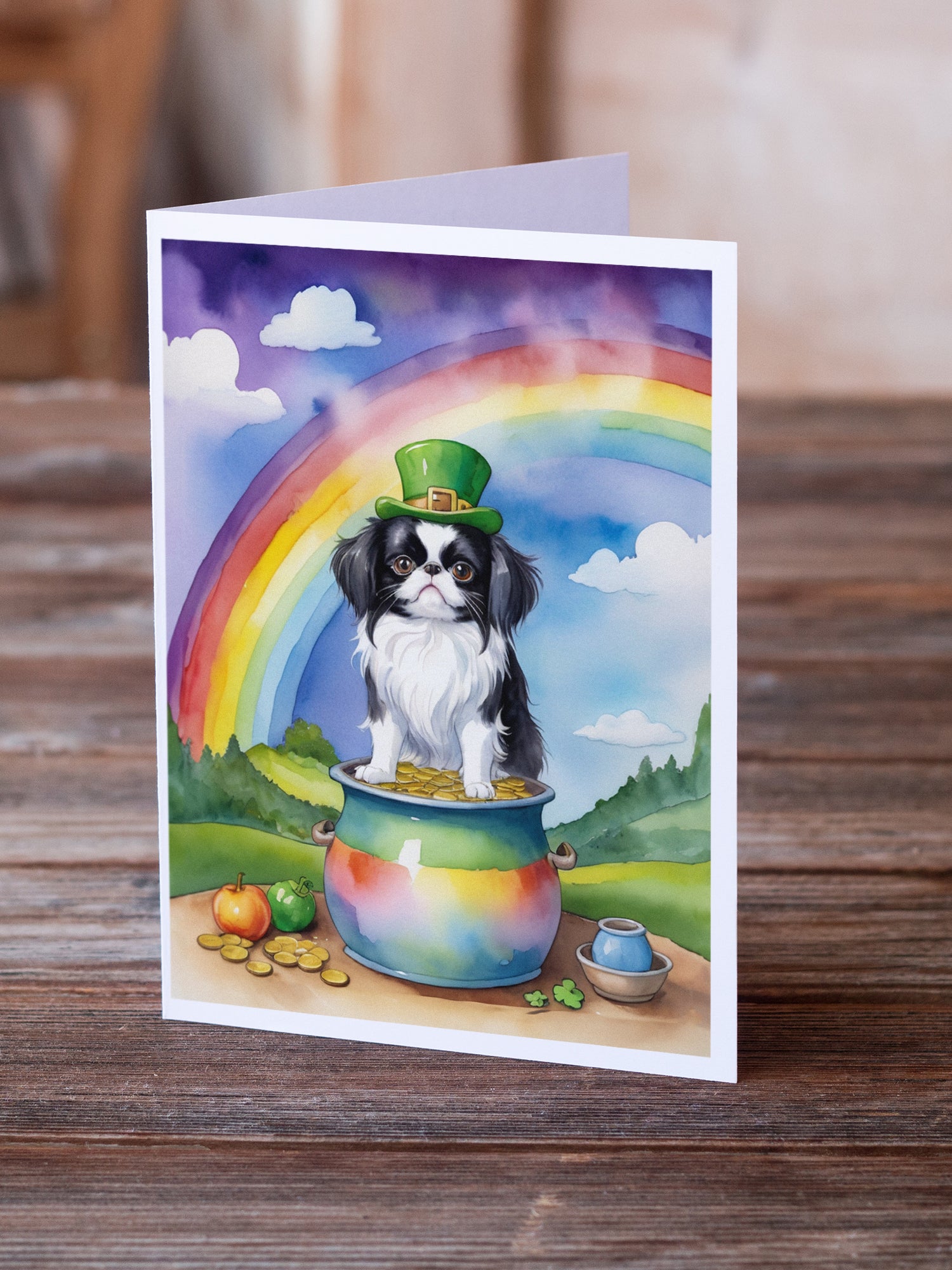 Buy this Japanese Chin St Patrick's Day Greeting Cards Pack of 8