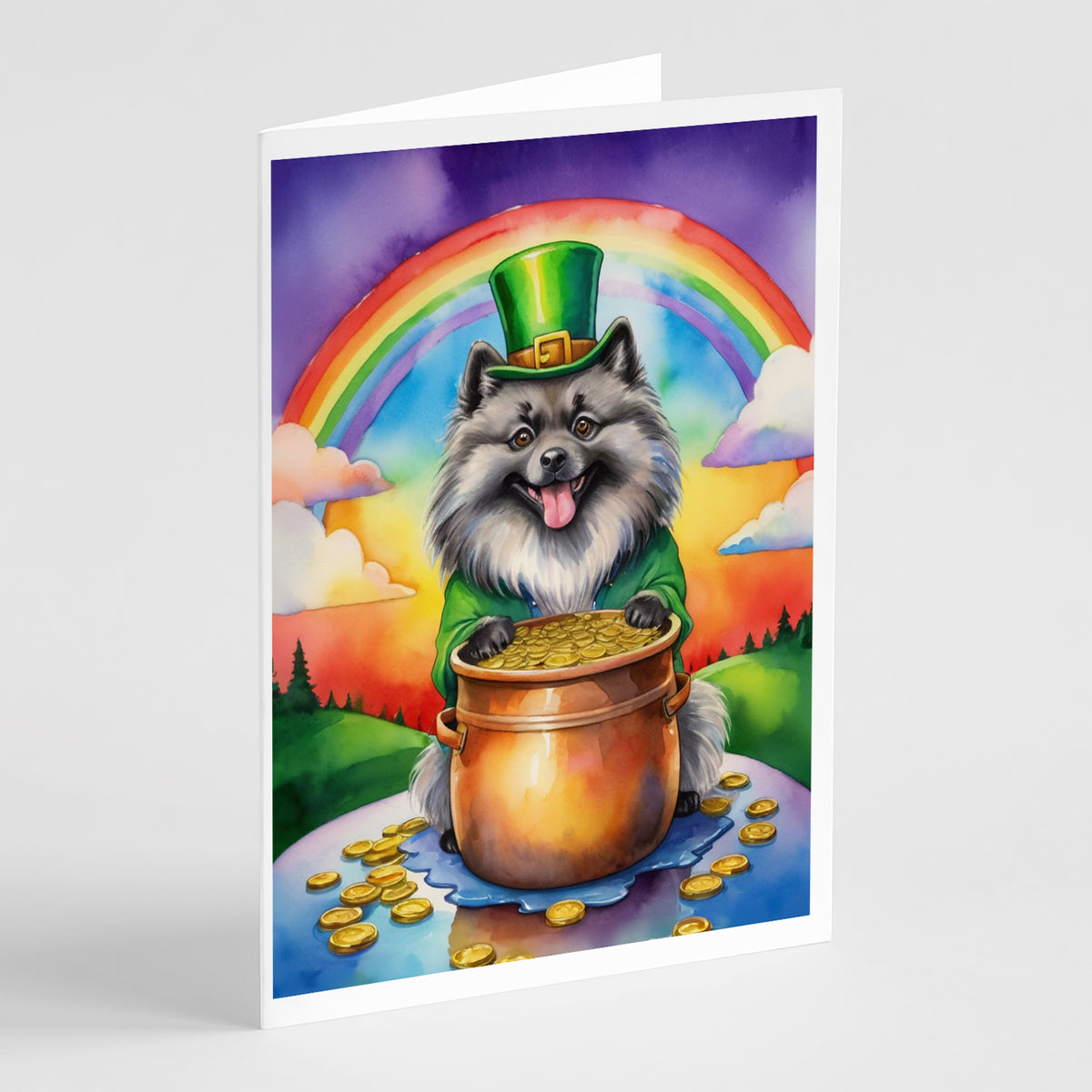 Buy this Keeshond St Patrick&#39;s Day Greeting Cards Pack of 8