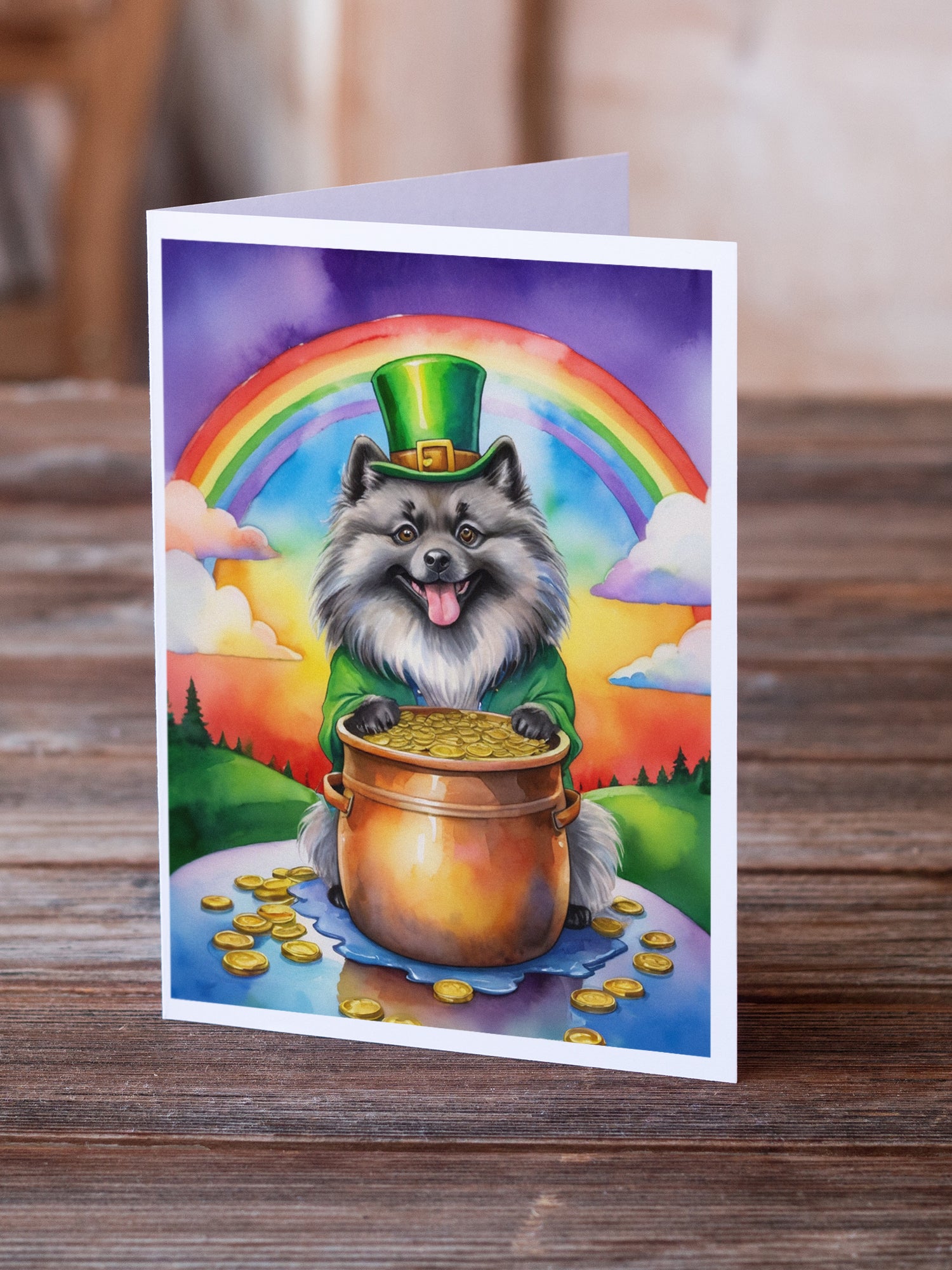 Keeshond St Patrick's Day Greeting Cards Pack of 8