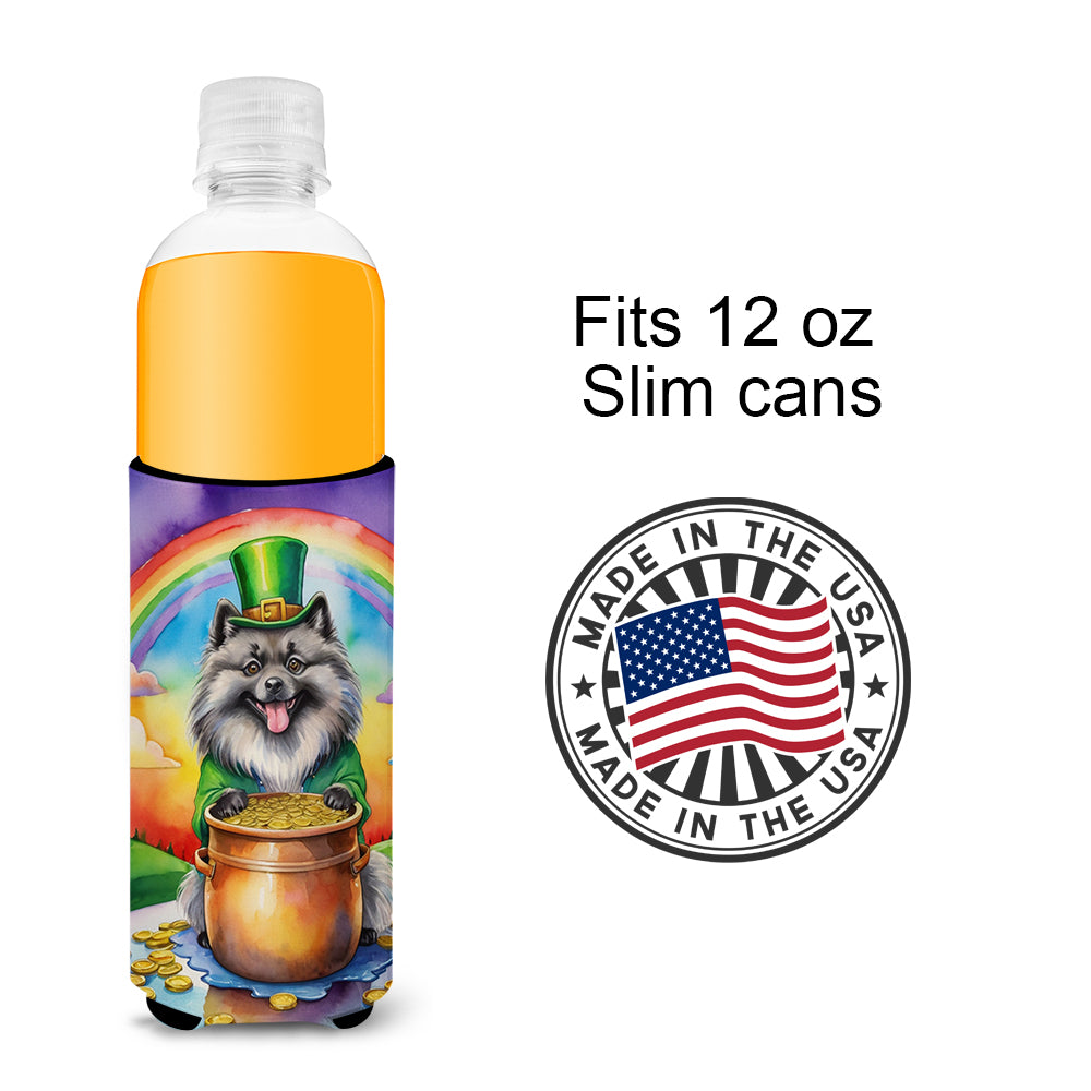 Keeshond St Patrick's Day Hugger for Ultra Slim Cans