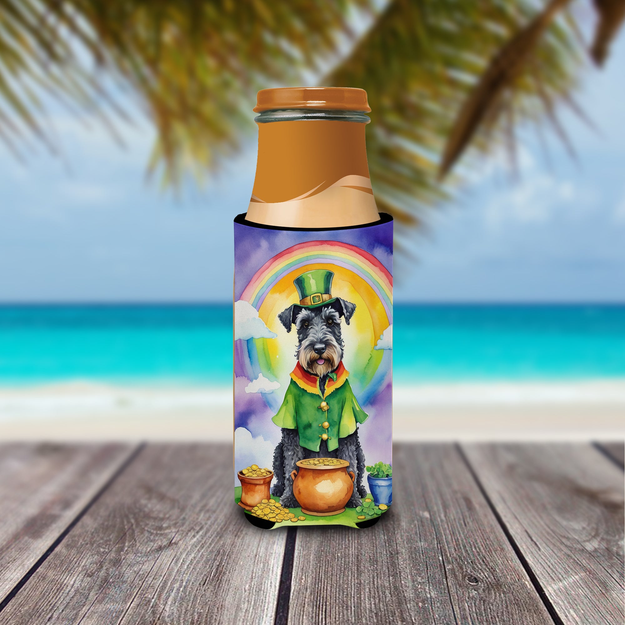Kerry Blue Terrier St Patrick's Day Hugger for Ultra Slim Cans