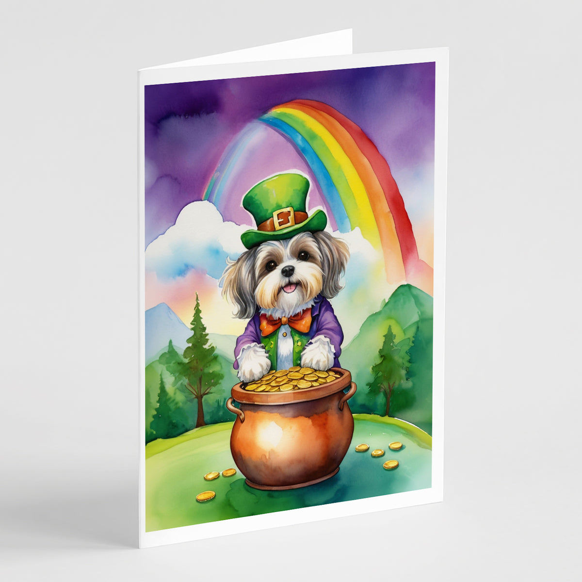 Buy this Lhasa Apso St Patrick&#39;s Day Greeting Cards Pack of 8