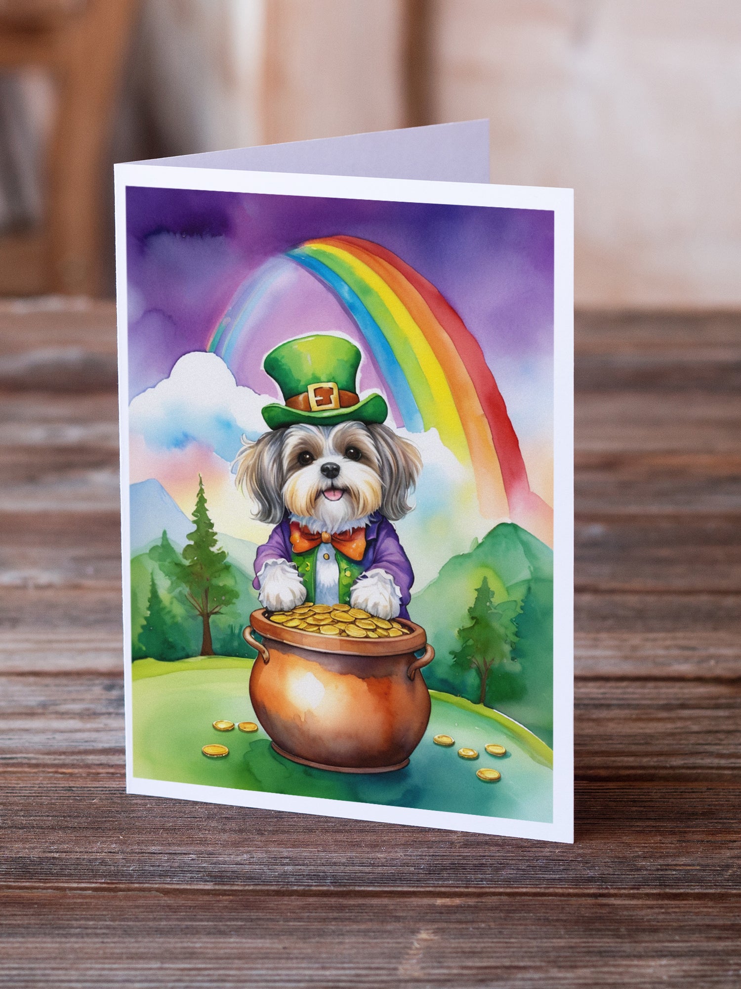 Lhasa Apso St Patrick's Day Greeting Cards Pack of 8